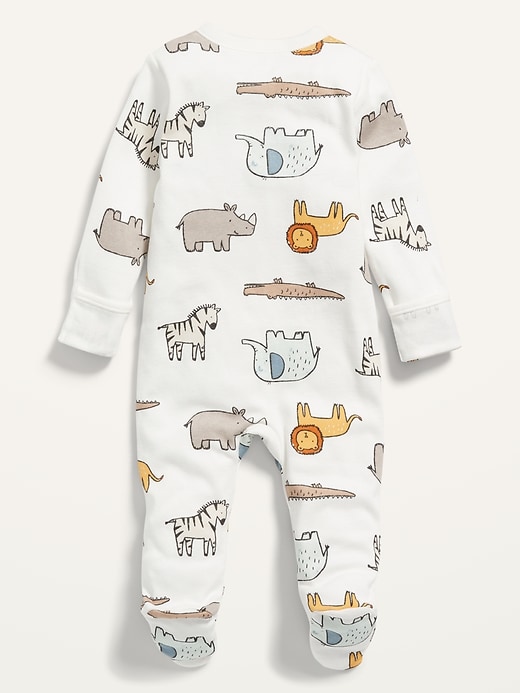 View large product image 2 of 3. Unisex Animal-Print 2-Way-Zip Sleep & Play Footed One-Piece for Baby