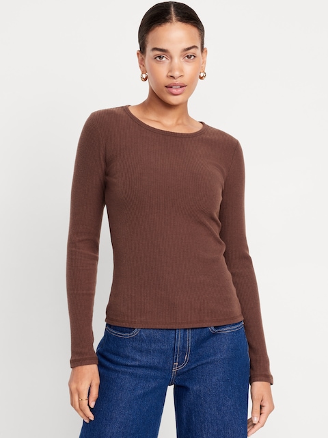 Plush-Knit Long-Sleeve T-Shirt