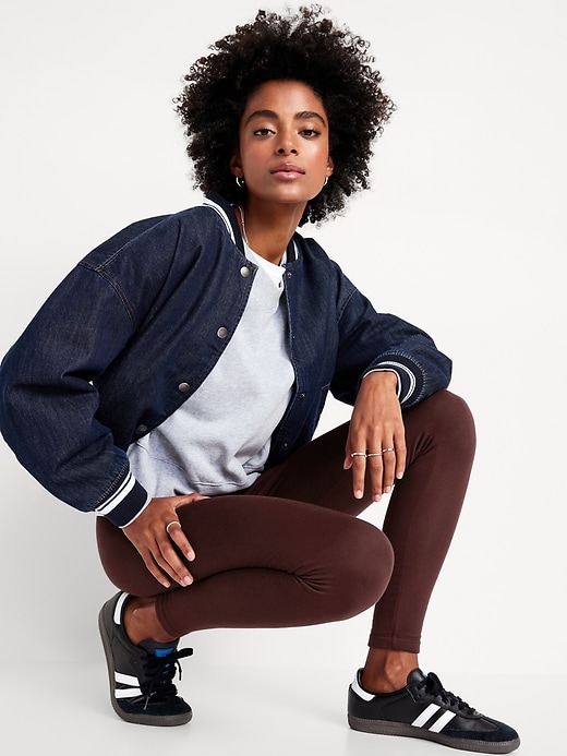 Image number 3 showing, High-Waisted Fleece-Lined Fashion Layering Leggingss