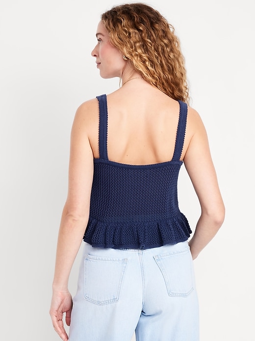 Image number 6 showing, Sleeveless Open-Stitch Peplum Sweater