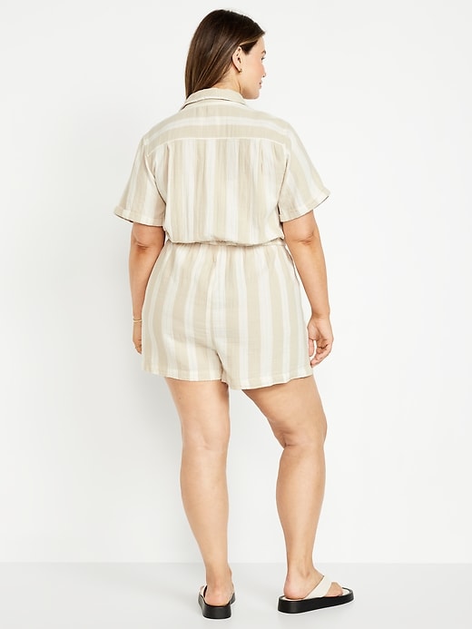 Image number 6 showing, Crinkle Gauze Button-Down Romper