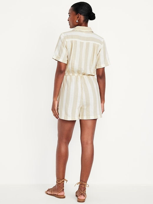 Image number 8 showing, Crinkle Gauze Button-Down Romper