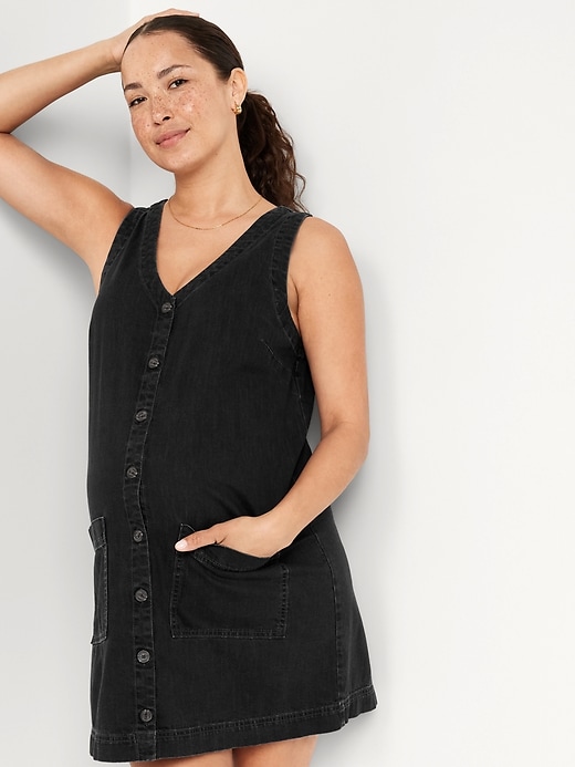 Image number 7 showing, Maternity V-Neck Denim Mini Dress
