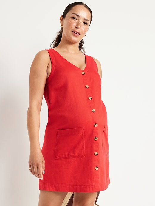 Image number 3 showing, Maternity V-Neck Denim Mini Dress