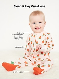 View large product image 3 of 3. Unisex Animal-Print 2-Way-Zip Sleep & Play Footed One-Piece for Baby