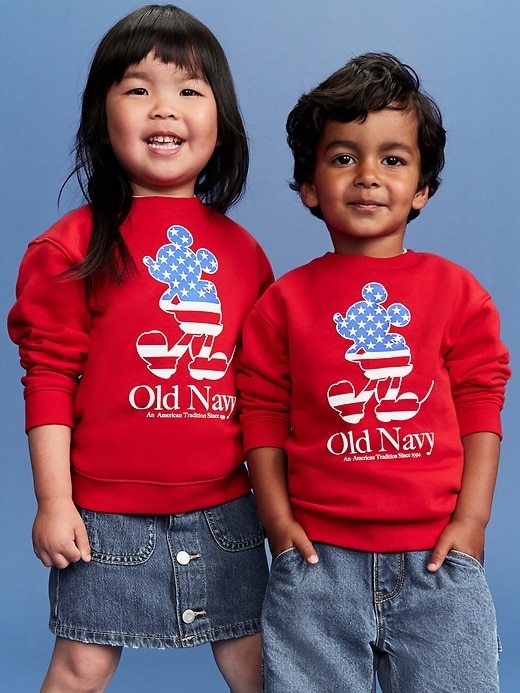 View large product image 1 of 5. Old Navy x Disney© Mickey Mouse Unisex Oversized Flag Graphic Sweatshirt for Toddler