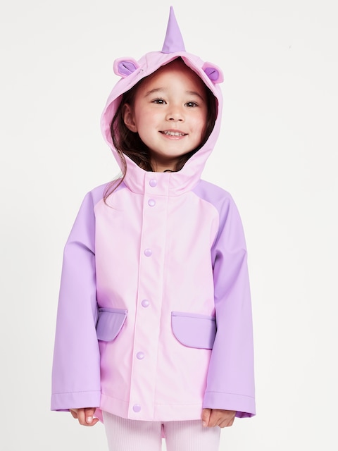 Water-Resistant Critter Hooded Jacket for Toddler Girls - Pink